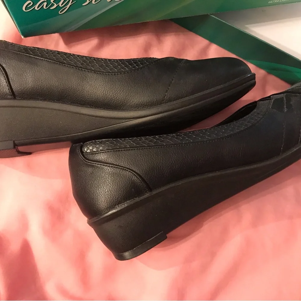 Easy Street Black Comfort Ballet Flats wedges size 8 dress shoes new